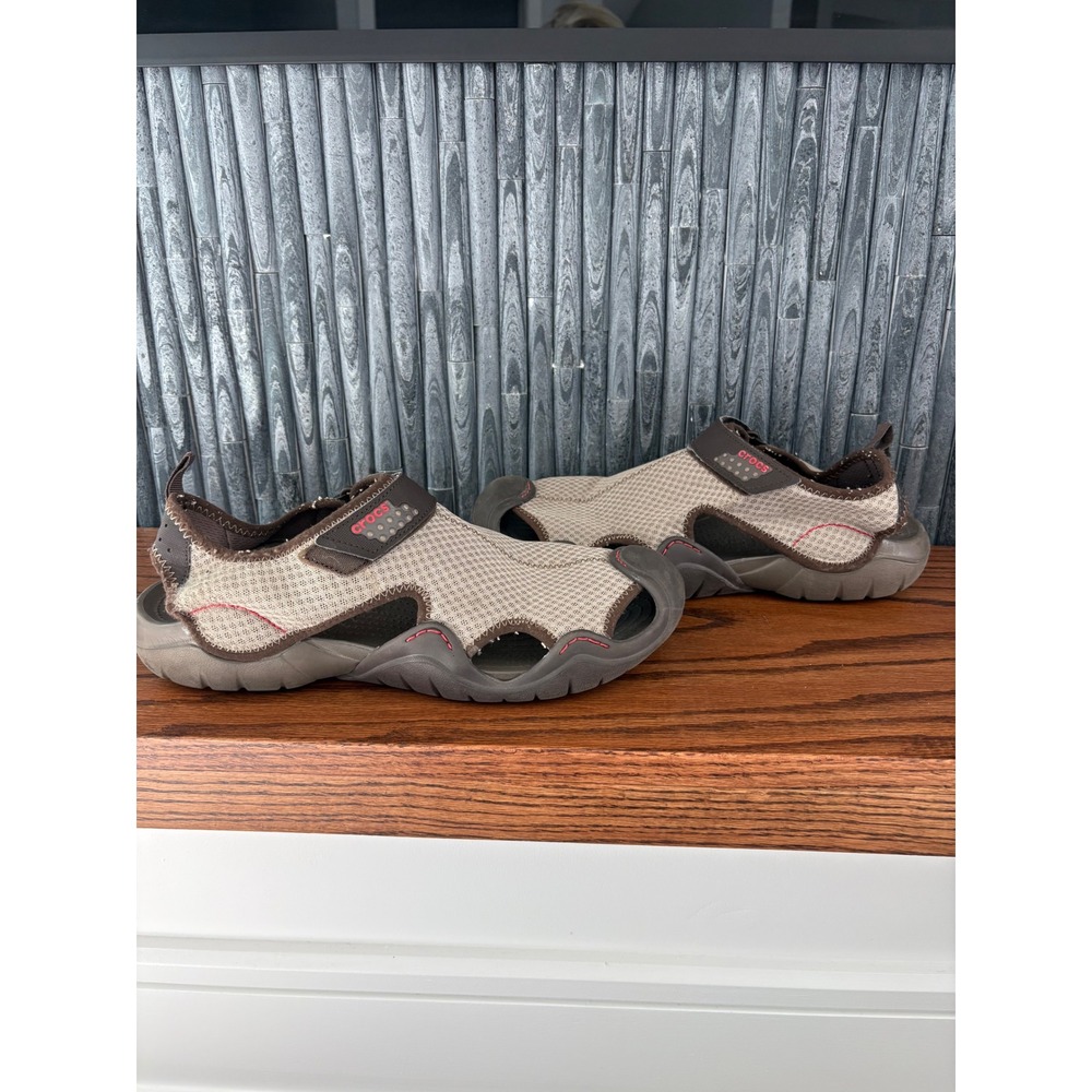 Crocs Swiftwater Mesh Sandals Mens 13 Brown Tan Water Shoes 15041